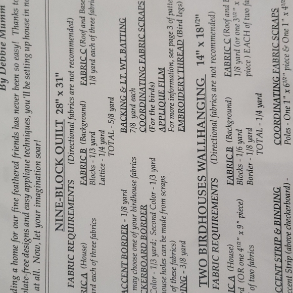 Debbie Mumm "For the Birds" Wallhanging Quilt Patterns - Picture 7 of 11